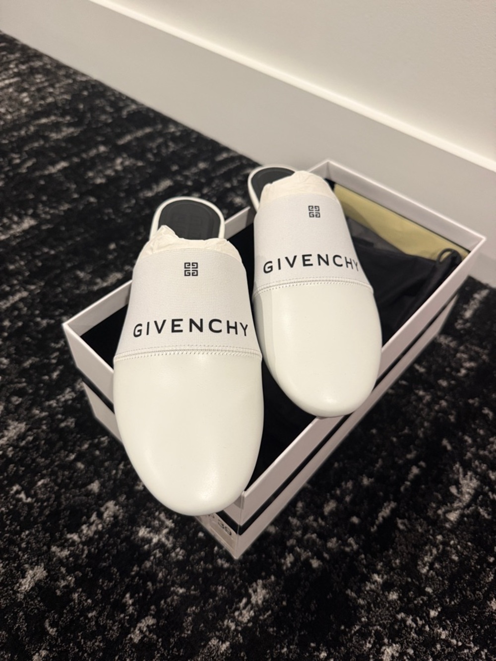 Givenchy White Logo Slip-On Mules